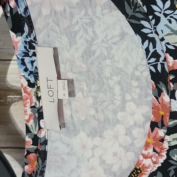 LOFT Floral Dress - Black, White, Pink, Blue - Picture 8 of 10